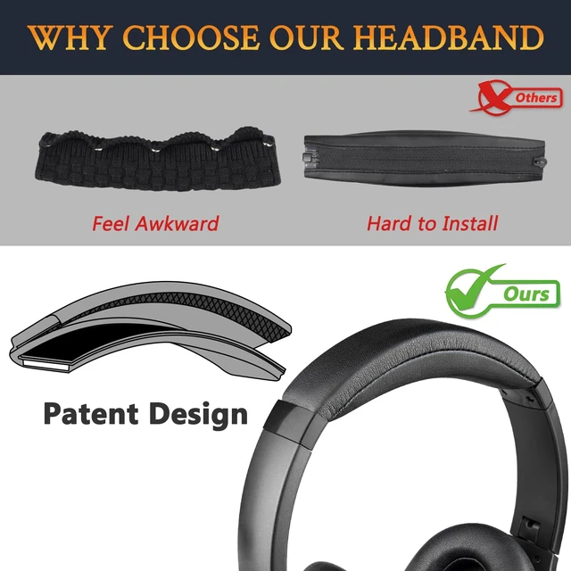 Alt view image 4 of 5 - Headband for Anker (Life 2, Life Q20) - Black (Not Fit Life2 Neo),for Soundcore Life2, (Q20/Q20+/Q20i) Headphones