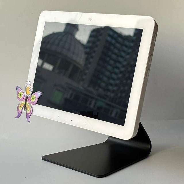 Main image of Aluminum Tilt & Swivel Stand for Echo Hub - Adjustable 360 Rotation, Durable Desktop with Anti-Slip Base, Smart Home Display for Kitchen, Office & Living Room, Black