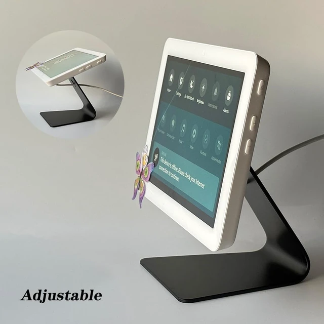 Alt view image 3 of 5 - Aluminum Tilt & Swivel Stand for Echo Hub - Adjustable 360 Rotation, Durable Desktop with Anti-Slip Base, Smart Home Display for Kitchen, Office & Living Room, Black