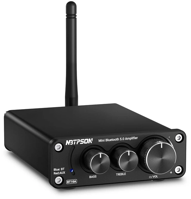 Main image of BT10A Bluetooth Stereo Amplifier, 100W x 2 Mini Class D Power Amplifier Receiver for Passive Speakers, 2 Channel Home Audio Amp with Bluetooth, for Bookshelf, Ceiling, Garage, Patio -TwoTPA3116 Chips