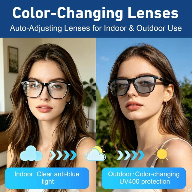 Alt view image 5 of 7 - AI Smart Glasses Real Time Translation and Recording Glasses Bluetooth Smart Sunglasses Open-Ear Audio for Travel Work Vlog(Bluetooth Version)