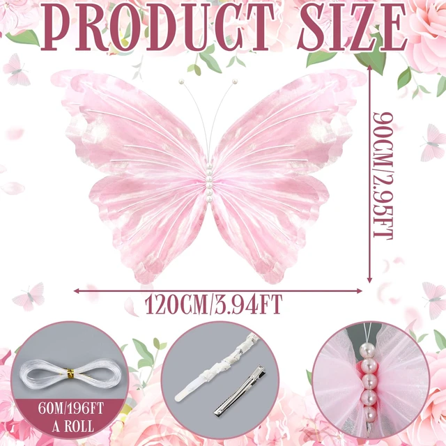 Alt view image 2 of 6 - 47 Inch Giant Butterfly Party Decoration Large Mariposas Grandes para Decor Big 3D Silk Butterfly Backdrop for Birthday Party Wedding Photo Booth(Pink, Classic Style)