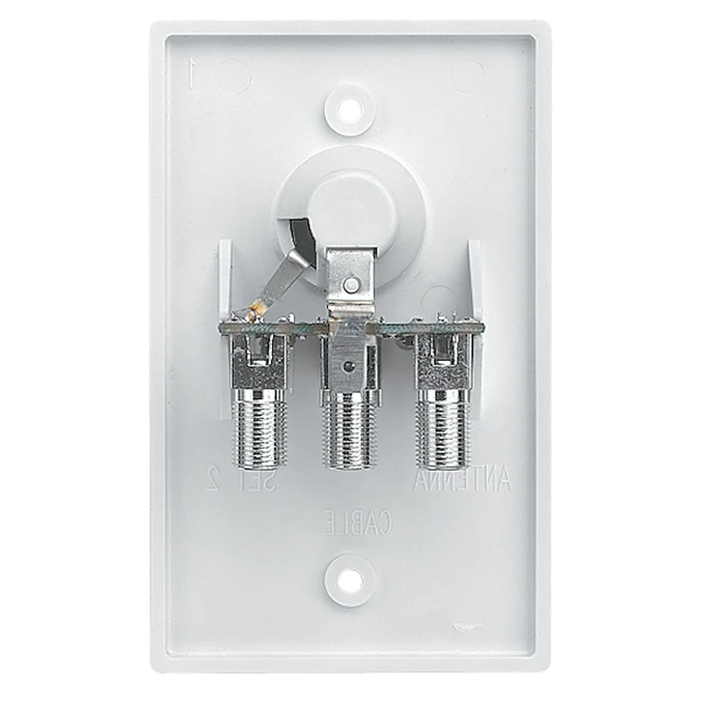 Alt view image 2 of 2 - Wall Plate RV-7042 for Amplified RV TV Antenna - White 12VDC Power to Amplified Antenna, Supports 2 TVs, Switch for Park Cable, 12VDC Receptacle, Broad Compatibility
