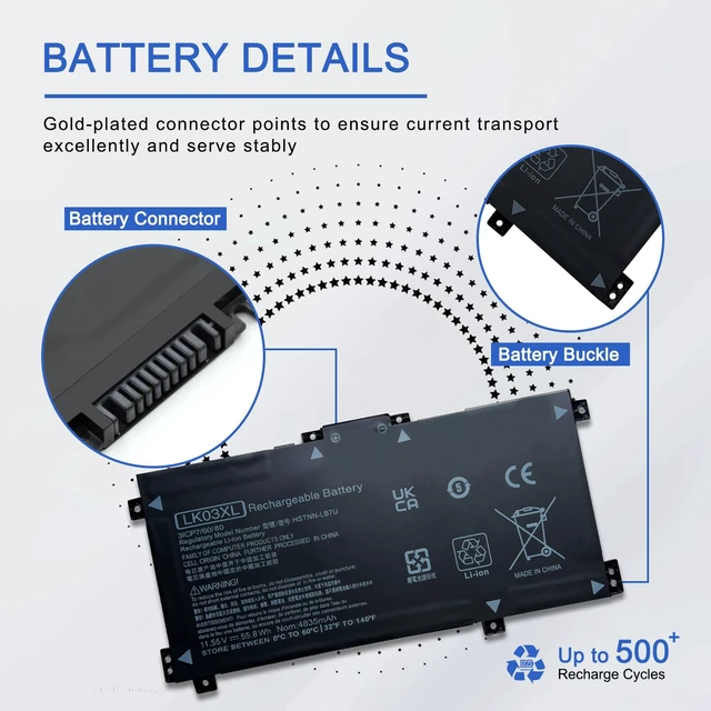 Alt view image 5 of 6 - LK03XL L09281-855 Laptop Battery Compatible with HP Envy X360 Convertible 17m-ae0xx 17m-ae111dx 17m-ae 17t-ae 17-bw 17m-bw 15-bp 15m-bp 15m-bp0xx 15m-bq 15m-cp 15m-cn0xxx cn0011dx 916814-855