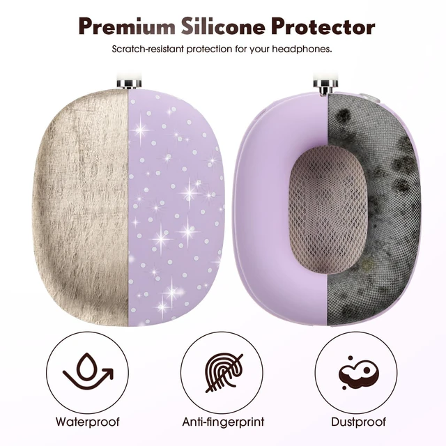 Alt view image 3 of 6 - Silicone Case Cover Compatible with AirPod Max, Purple, Polka Dot Compatible with USB-C 2024 4-in-1 Ear Pad, Ear Cup & Headband Covers, Soft Anti-Scratch Cute Aesthetic Headphone Cover