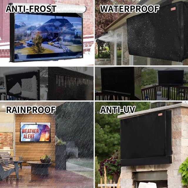 Alt view image 7 of 7 - Outdoor TV Cover 41-43 Inch, Felt Scratch Resistant Lining, 600D Waterproof 40.5''L x 24''H Cover Size, Weatherproof TV Screen Protector with Zipper, Hook & Loop Bottom, for Outside Flat Screen TV