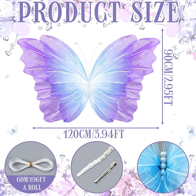 Alt view image 2 of 6 - 47 Inch Giant Butterfly Party Decoration Large Mariposas Grandes para Decor Big 3D Silk Butterfly Backdrop for Birthday Party Wedding Photo Booth(Blue Purple, Gradient Style)