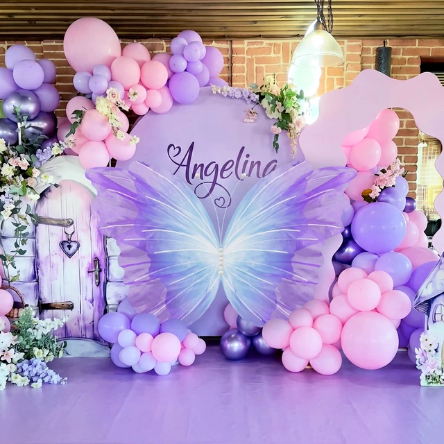 Alt view image 5 of 6 - 47 Inch Giant Butterfly Party Decoration Large Mariposas Grandes para Decor Big 3D Silk Butterfly Backdrop for Birthday Party Wedding Photo Booth(Blue Purple, Gradient Style)