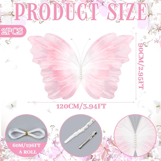 Alt view image 2 of 6 - 47 Inch Giant Butterfly Party Decoration Large Mariposas Grandes para Decor Big 3D Silk Butterfly Backdrop for Birthday Party Wedding Photo Booth(Gradient Pink, Gradient Style)