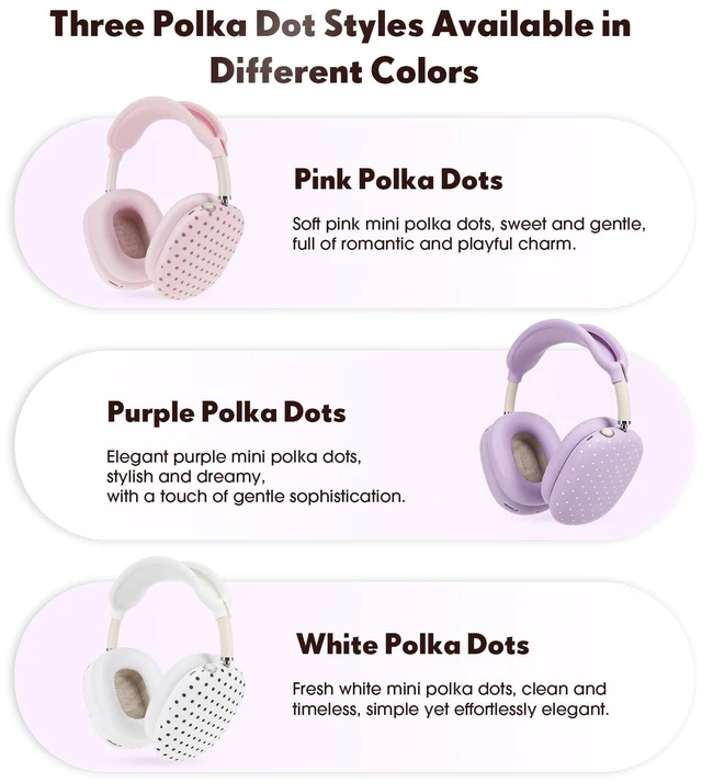 Alt view image 5 of 6 - Silicone Case Cover Compatible with AirPod Max, Purple, Polka Dot Compatible with USB-C 2024 4-in-1 Ear Pad, Ear Cup & Headband Covers, Soft Anti-Scratch Cute Aesthetic Headphone Cover