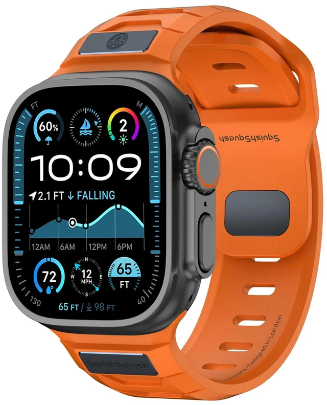 Main image of Ganoid FKM Rubber Sport Band Compatible with Apple Watch Ultra 3/2/1 SE Series 11/10/9/8/7/6/5/4, Fluoroelastomer Waterproof Strap for iWatch 44/45/46/49MM (Coral Orange)