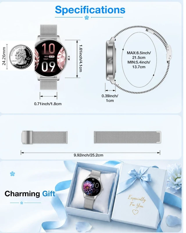 Alt view image 6 of 7 - Smart Watch for Women/ Men, 1.27" HD Answer/Make Calls, Fitness Tracker with 130+ Sport Modes, Heart Rate/Sleep Monitor, IP68 Waterproof, Includes 3 Bands, Charming Gift for iPhone / Android (Silver)