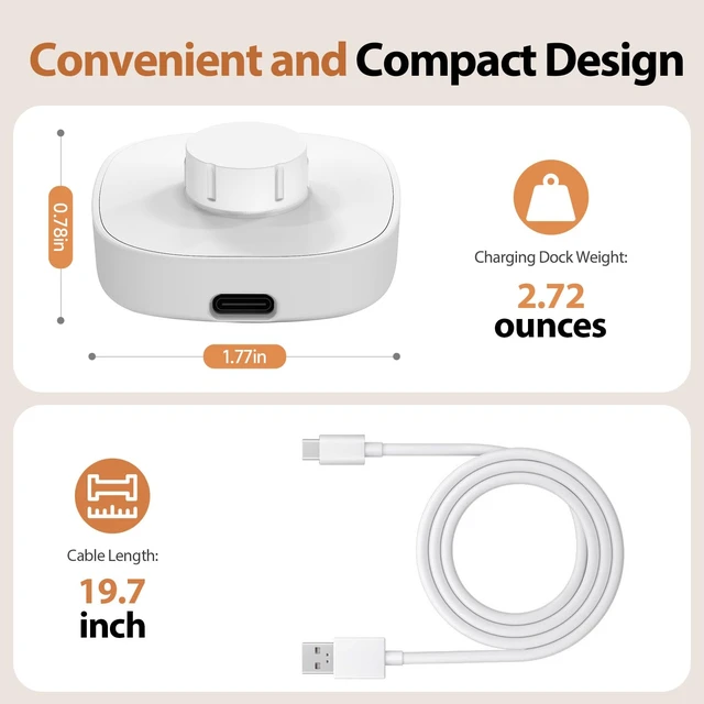 Alt view image 6 of 7 - Compatible with Ring Gen 4 Size 9 Charger,Fast Charging Dock and USB-C Cable-Ring Gen 4 Must-Haves for Users (White, Size 9)
