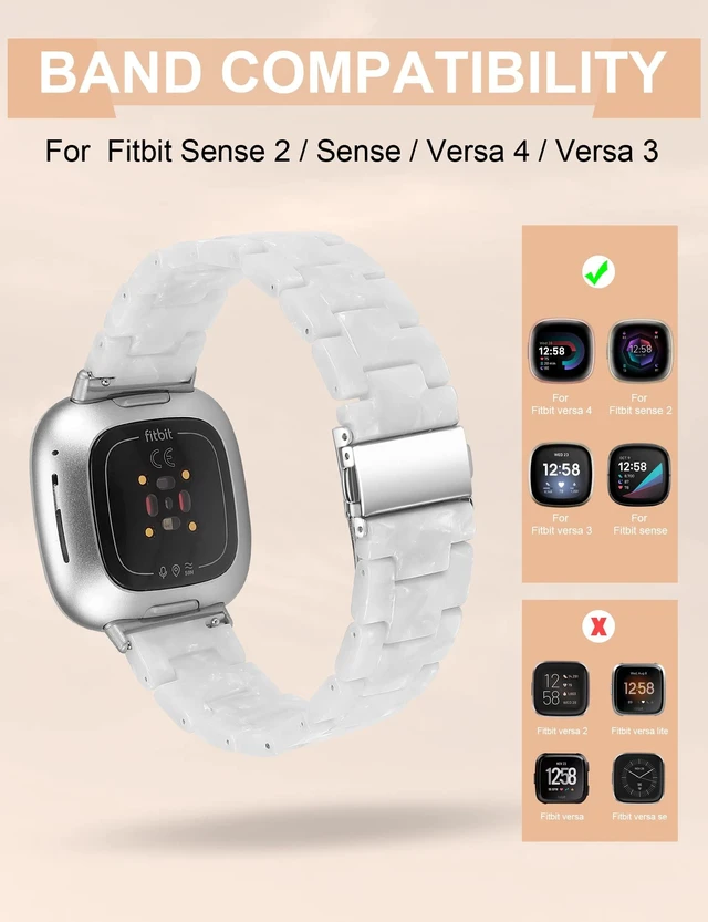 Alt view image 2 of 6 - Resin Band Compatible with Fitbit Versa 4 3/Sense 2/Sense Bands Cute Fashion Lightweight Wristband Strap Accessories for Versa 3/Versa 4/Sense/Sense 2 Bands for Women Men