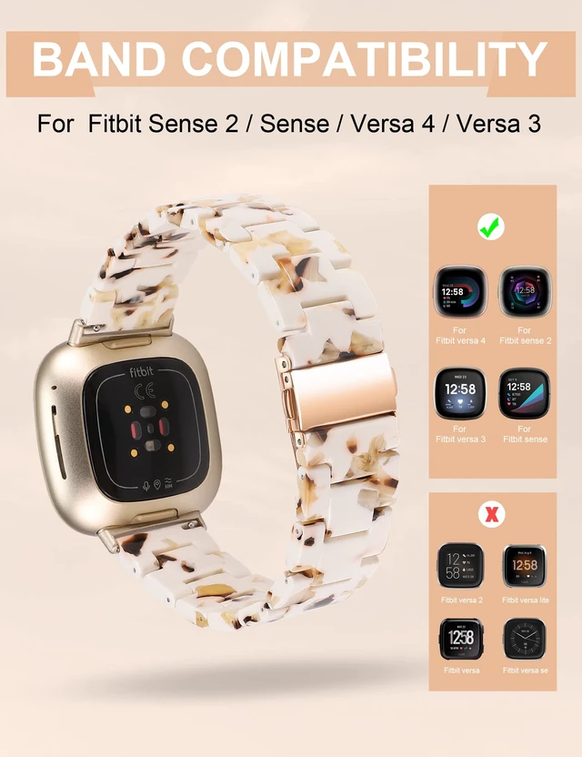 Alt view image 2 of 6 - Resin Band Compatible with Fitbit Versa 4 3/Sense 2/Sense Bands Cute Fashion Lightweight Wristband Strap Accessories for Versa 3/Versa 4/Sense/Sense 2 Bands for Women Men