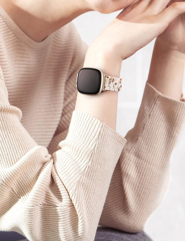 Alt view image 6 of 6 - Resin Band Compatible with Fitbit Versa 4 3/Sense 2/Sense Bands Cute Fashion Lightweight Wristband Strap Accessories for Versa 3/Versa 4/Sense/Sense 2 Bands for Women Men