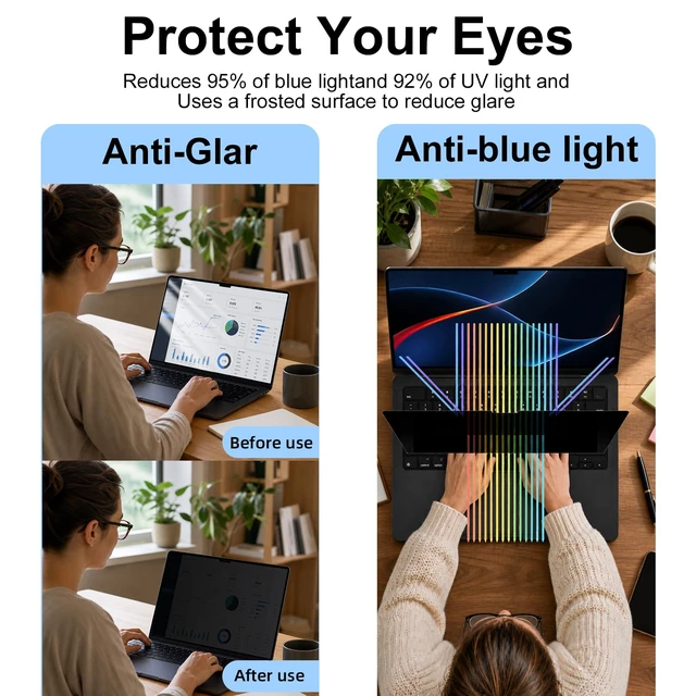 Alt view image 4 of 7 - Magnetic Laptop Privacy Screen Mac Pro 13'' M1,M2 Pro and Mac Air 13'' M1 Easy On/Off Removable Privacy Screen Protector for Mac Pro 13 Inch (M1,M2, 2016-2022) and Mac Air 13 Inch (M1, 2018-2021)