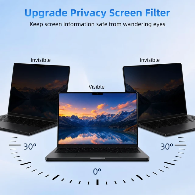Alt view image 6 of 7 - Magnetic Laptop Privacy Screen Mac Pro 13'' M1,M2 Pro and Mac Air 13'' M1 Easy On/Off Removable Privacy Screen Protector for Mac Pro 13 Inch (M1,M2, 2016-2022) and Mac Air 13 Inch (M1, 2018-2021)