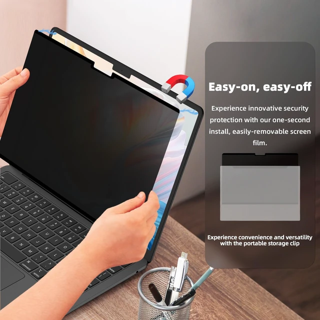 Alt view image 2 of 7 - Magnetic Laptop Privacy Screen Mac Pro 13'' M1,M2 Pro and Mac Air 13'' M1 Easy On/Off Removable Privacy Screen Protector for Mac Pro 13 Inch (M1,M2, 2016-2022) and Mac Air 13 Inch (M1, 2018-2021)