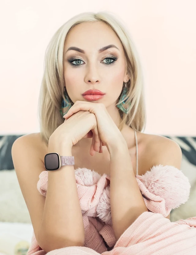 Alt view image 5 of 6 - Resin Band Compatible with Fitbit Versa 4 3/Sense 2/Sense Bands Cute Fashion Lightweight Wristband Strap Accessories for Versa 3/Versa 4/Sense/Sense 2 Bands for Women Men