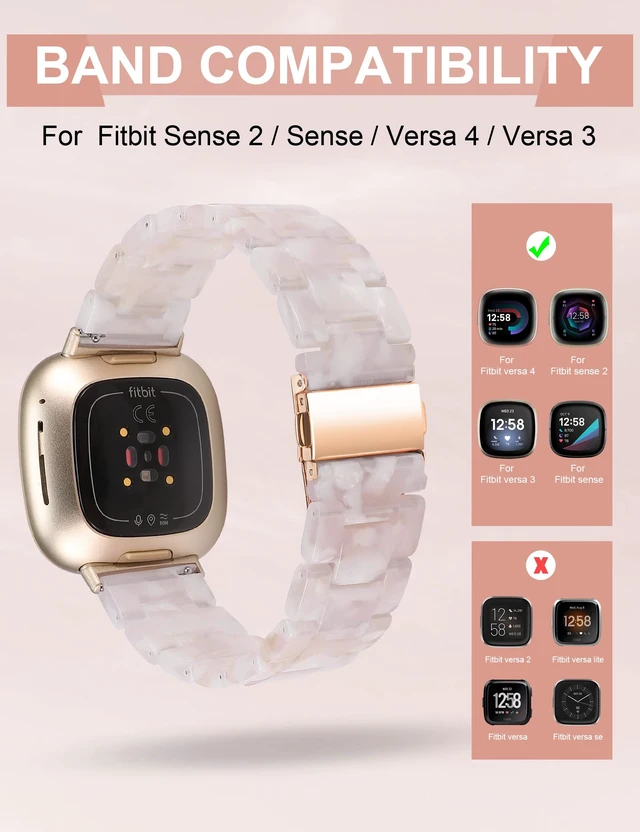 Alt view image 2 of 6 - Resin Band Compatible with Fitbit Versa 4 3/Sense 2/Sense Bands Cute Fashion Lightweight Wristband Strap Accessories for Versa 3/Versa 4/Sense/Sense 2 Bands for Women Men
