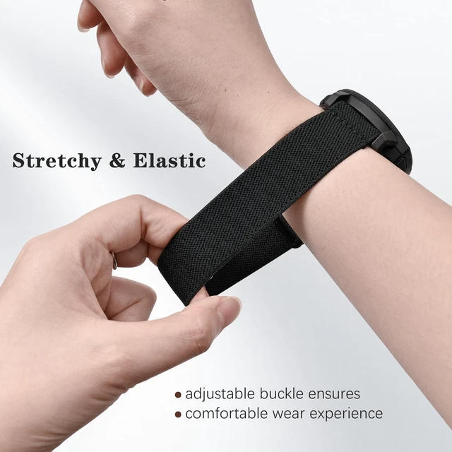 Alt view image 2 of 7 - 22mm Elastic Nylon Band Compatible with Garmin Instinct 1/2/3 45mm Solar,Soft Breathable Sport Replacement Strap for Fenix 8 47mm/Instinct Esports/Tactical(2 pack)
