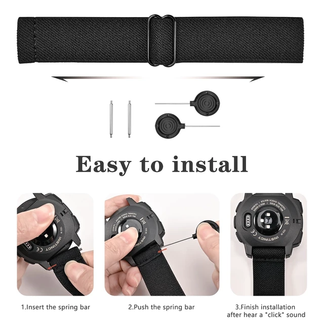 Alt view image 4 of 7 - 22mm Elastic Nylon Band Compatible with Garmin Instinct 1/2/3 45mm Solar,Soft Breathable Sport Replacement Strap for Fenix 8 47mm/Instinct Esports/Tactical(2 pack)