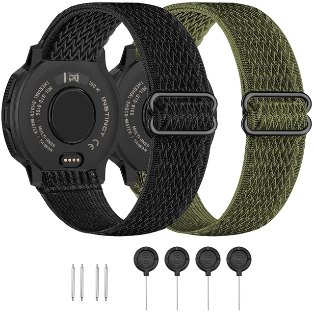 Main image of 22mm Elastic Nylon Band Compatible with Garmin Instinct 1/2/3 45mm Solar,Soft Breathable Sport Replacement Strap for Fenix 8 47mm/Instinct Esports/Tactical(2 pack)