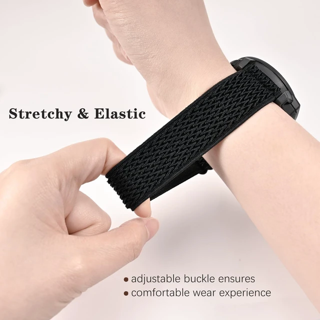 Alt view image 2 of 7 - 22mm Elastic Nylon Band Compatible with Garmin Instinct 1/2/3 45mm Solar,Soft Breathable Sport Replacement Strap for Fenix 8 47mm/Instinct Esports/Tactical(2 pack)