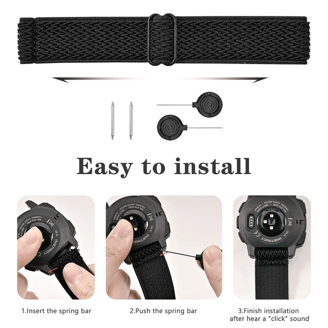 Alt view image 4 of 7 - 22mm Elastic Nylon Band Compatible with Garmin Instinct 1/2/3 45mm Solar,Soft Breathable Sport Replacement Strap for Fenix 8 47mm/Instinct Esports/Tactical(2 pack)