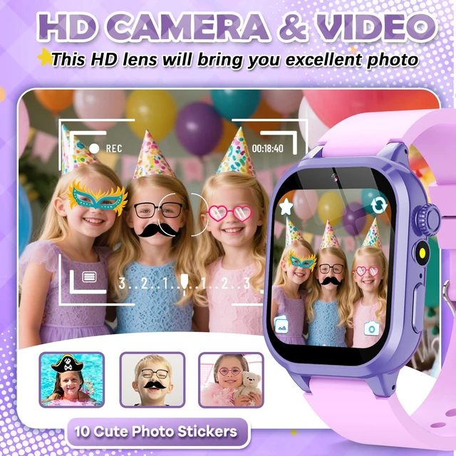 Alt view image 4 of 6 - Kids Smart Watches for Girls Boys Toys Ages 4-12 with 30+ Games Video Recorder Music Alarm Clock Learning Card HD Touchscreen 4 5 6 7 8 Year Olds Birthday Gift (Purple)