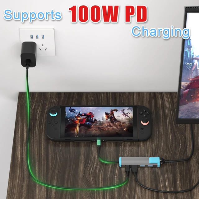 Alt view image 4 of 7 - USB C Switch 2 Dock,4K@60Hz HDMI Adapter with PD/USB 3.0/Gigabit Ethernet Port,Replacement Dock for Switch/Switch OLED/Steam Deck/ROG Xbox Ally X/Legion Go
