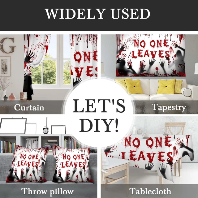 Alt view image 4 of 5 - Halloween Bloody Backdrop (Red, 96x72 inch) Polyester Material, Horror No One Leaves Party Decorations Banner Scary Zombie Blood Ghost Shadow Background for Photography