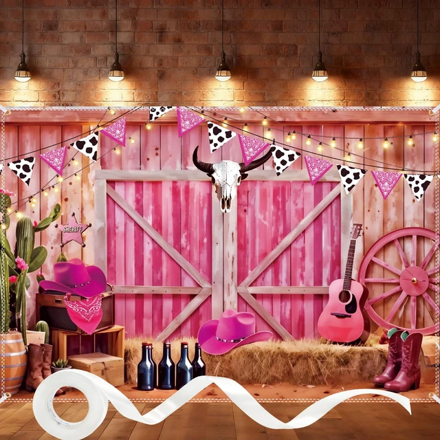 Main image of Cowgirl Backdrop Western Cowgirl Banner 10x6.5Ft Pink Cowboy Backdrop Photography Booth Prop for Girls Cowboy Birthday Party Decorations Baby Shower Supplies