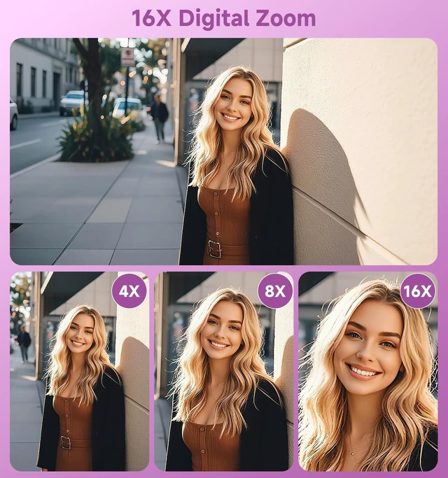 Alt view image 3 of 7 - Digital Camera, 2026 Upgraded 56MP Dual-Screens Selfie Digital Camera, Small Cameras with 32GB SD Card Smile Capture, Compact Digital Cameras with 16X Digital Zoom for Beginners Kids Teens Girls