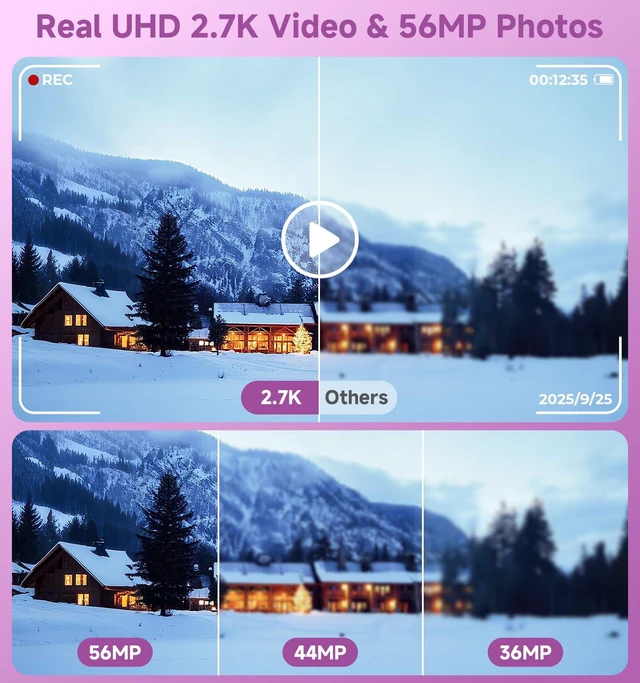 Alt view image 5 of 7 - Digital Camera, 2026 Upgraded 56MP Dual-Screens Selfie Digital Camera, Small Cameras with 32GB SD Card Smile Capture, Compact Digital Cameras with 16X Digital Zoom for Beginners Kids Teens Girls