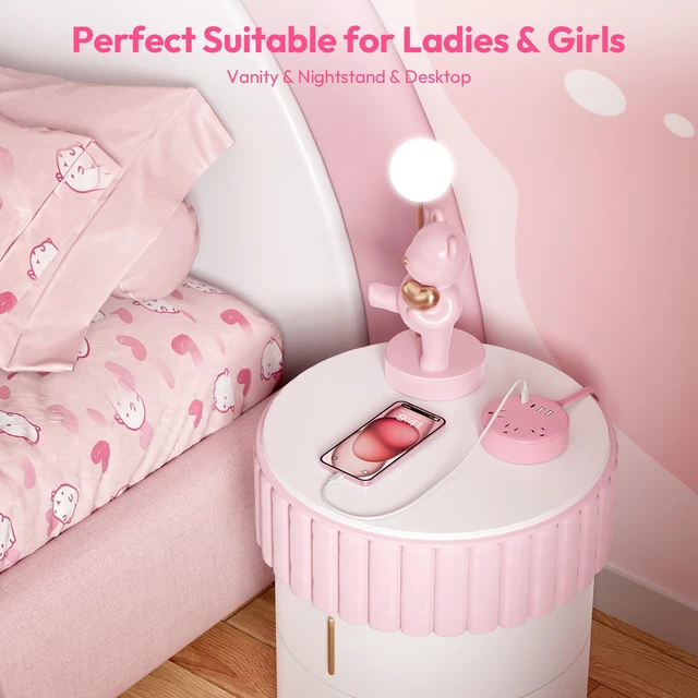 Alt view image 7 of 7 - Pink Extension Cord 5FT, Flat Power Strip with Multiple Outlets Cute Power Strip with 3 AC Outlets & 2 USB C & 2 USB A, Wall Mount, Flat Plug Power Strip for Home, Dorm, Women Essential