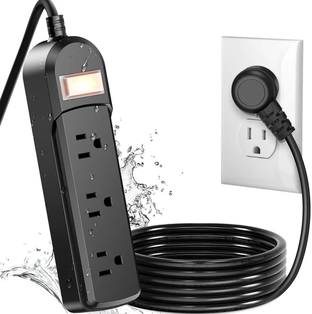 Main image of Outdoor Power Strip Weatherproof, 3 AC Outlets 10FT Extension Cord Wall Mountable, On/Off Switch, 13A/1625W Heavy Duty, for Patio Garden RV Outdoor