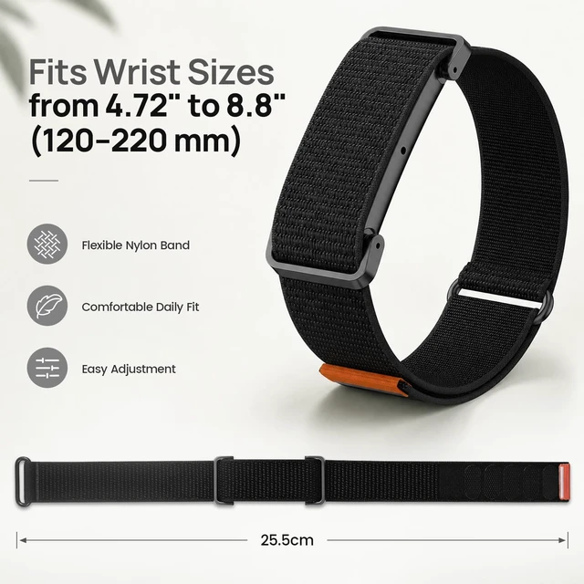 Alt view image 5 of 7 - Nylon Sport Band Compatible with Google Fitbit Air, Adjustable Hook and Loop Replacement Strap with Metal Frame Case, Soft Breathable Woven Wristband for Workout Sleep Daily Wear