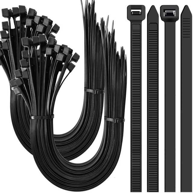 Main image of Zip Ties Heavy Duty 18 Inch 200 Lbs, 200 Pack Black Cable Ties, Large Zipties Nylon Plastic Wire Ties for Cable Management, Outdoor Use