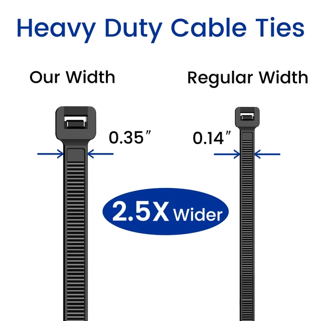 Alt view image 3 of 7 - Zip Ties Heavy Duty 18 Inch 200 Lbs, 200 Pack Black Cable Ties, Large Zipties Nylon Plastic Wire Ties for Cable Management, Outdoor Use