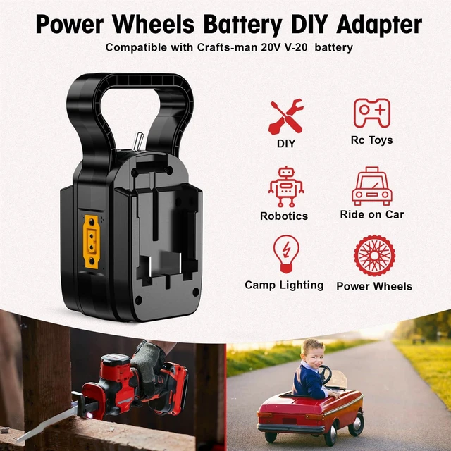 Alt view image 7 of 7 - 2 in 1 for Craftsman 20V Battery Adapter, Dual Voltage 18V/20V & 36V/40V Output 14AWG 8Inch Wire with Switch Fuses Wire Terminals Power Connector for DIY RC Toys Robotics Tools