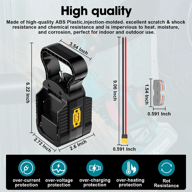 Alt view image 5 of 7 - 2-in-1 Power Wheel Battery Adapter for Makita 18V Battery,Dual Voltage 18V/20V 36V/40V Output 14AWG 8Inch Wire with Switch Fuse and Wire Terminal for DIY RC Car Robotics Truck