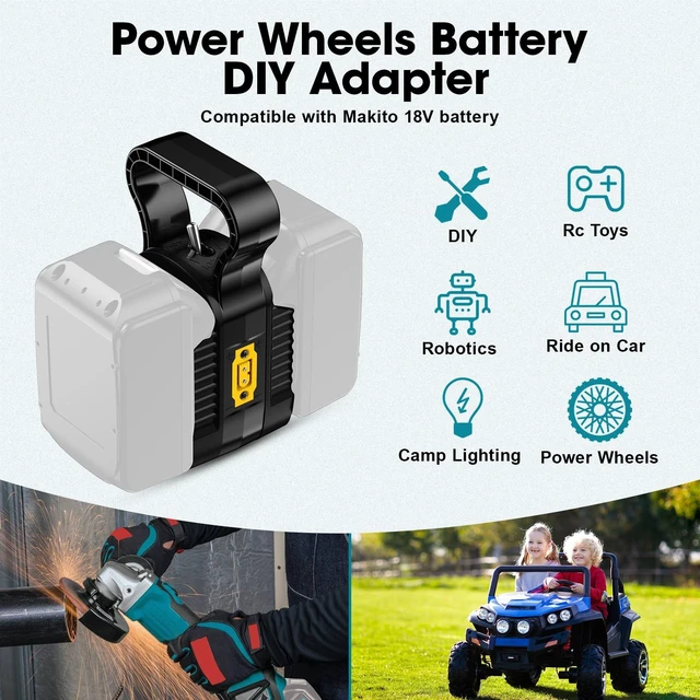 Alt view image 6 of 7 - 2-in-1 Power Wheel Battery Adapter for Makita 18V Battery,Dual Voltage 18V/20V 36V/40V Output 14AWG 8Inch Wire with Switch Fuse and Wire Terminal for DIY RC Car Robotics Truck