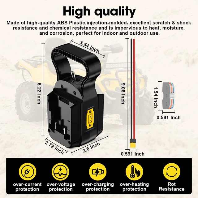 Alt view image 6 of 7 - 2-in-1 Power Wheel Adapter for Dewalt 20V Battery,Dual Voltage 18V/20V & 36V/40V Output, 14AWG 8 Inch Wire with Switch, Fuse & Wire Terminal for DIY RC Car Robotics RC Truck Toys