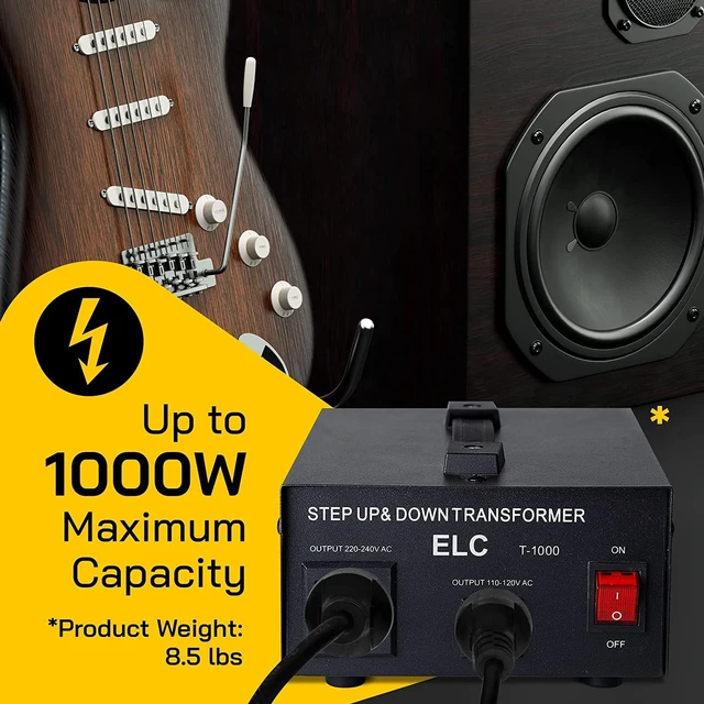 Alt view image 5 of 7 - T Series 1000+ Watt Voltage Converter Transformer - Step Up/Down - 110v to 220v / 220v to 110v Power Converter - Circuit Breaker Protection, CE Certified