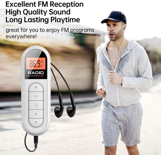 Alt view image 4 of 6 - MI03 FM Pocket Radio, Rechargeable Mini Portable Radio with Clip Excellent Reception Digital FM Receiver, Ultra Mini Size, Stereo Earphone, Belt Clip, for Gym, Jogging, Walking, Camping