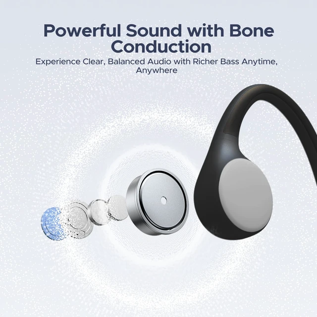 Alt view image 6 of 7 - Bone Conduction Headphones Open Ear Wireless Running Headphones, Black 10H Playtime Fast Charge, Lightweight for Workout, IP66 Sports Headphones, Bluetooth 5.4, Fit for Running/Cycling/Hiking