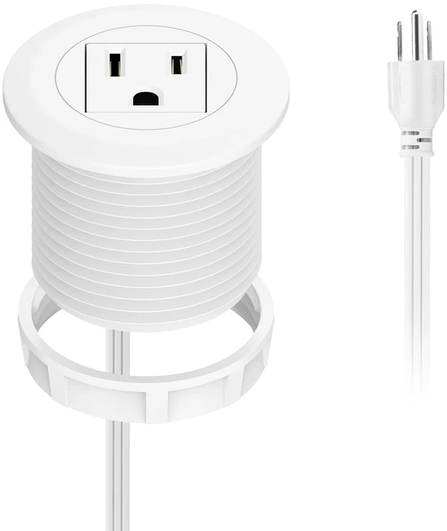 Main image of Mini Desktop Power Hub Grommet, Desk Outlet Charge Stantion Build-in 1 US Standard Outlet with 6.56 FT Extension Power Cord,Recessed Power Strip Socket for Table Cabinet Sofa Nightstands