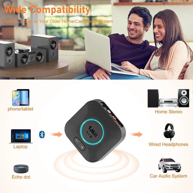Alt view image 4 of 7 - B06S Bluetooth 5.3 Receiver, Hi-Fi Wireless Audio Adapter for Home Music Streaming System with aptX HD, aptX Low Latency, Volume Control, and RCA/3.5mm AUX Outputs